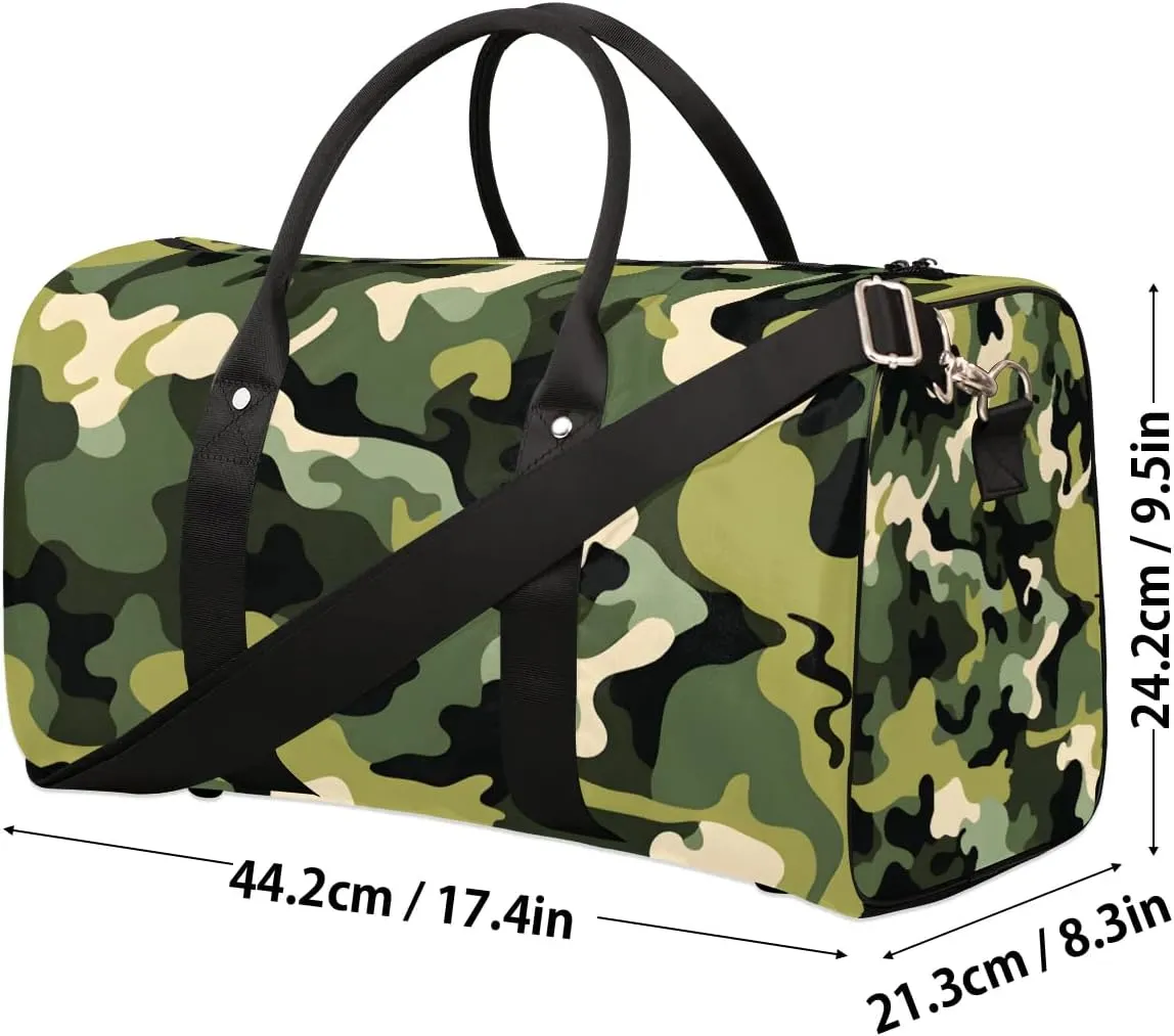 Camouflage Modern Camo Travel Duffel Bag for Women Men Waterproof Foldable Overnight Weekender Bag Large Capacity Sports Gym Bag