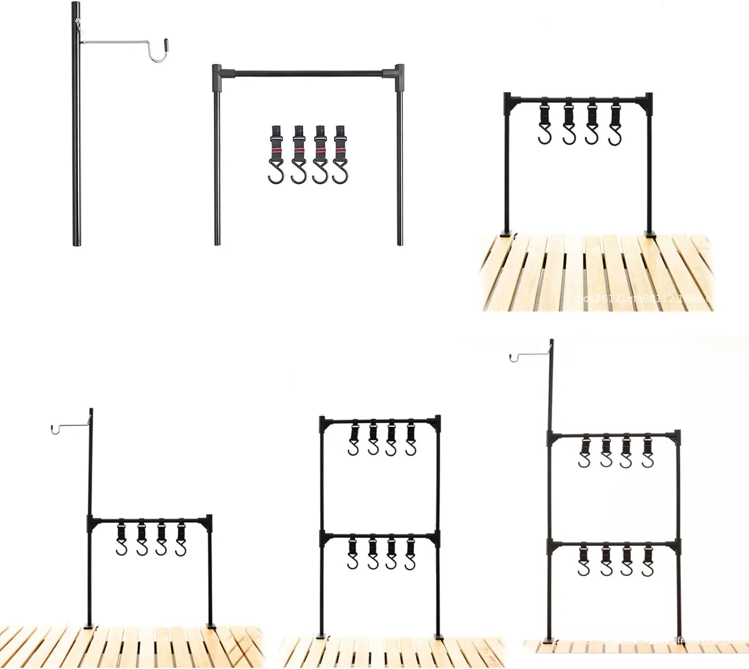 Camping Cookware Hanging Rack Camping Lamp Holder Multi-functional Cookware Shelf Cookware Holder With Hooks