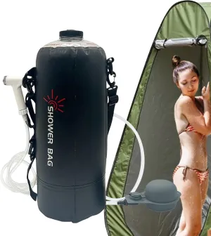Camping Shower Bag - Pressurized Camp Shower, Portable Water Shower Bag |12L Solar Heating Camping Shower Bag, Portable Shower with Reinforced Handles & Thick Tarpaulin, Solar Showers for Camping