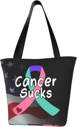 Cancer Sucks Thyroid Cancer Awareness Fashion Shoulder Bag Large Capacity For Man Or Woman