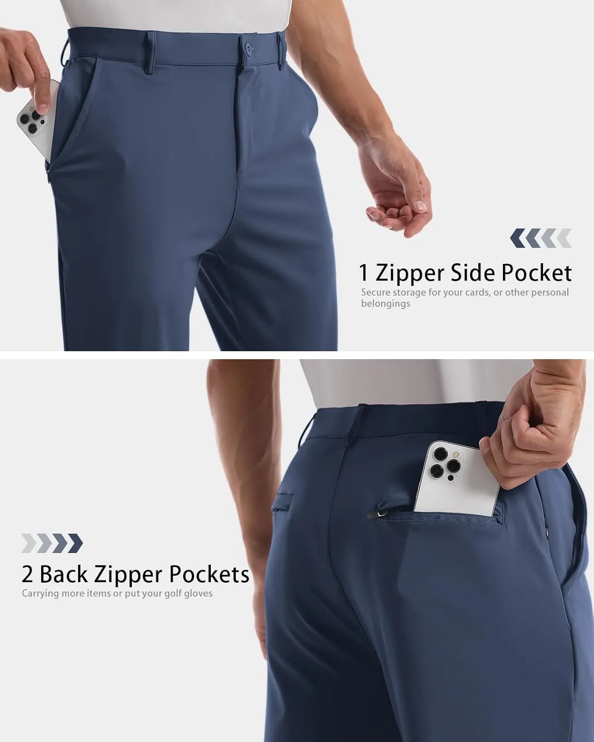CANGHPGIN Mens Athletic Joggers with Zipper Pockets Lightweight Golf Pants Men Stretch Relaxed Fit Tapered Work Travel Pants