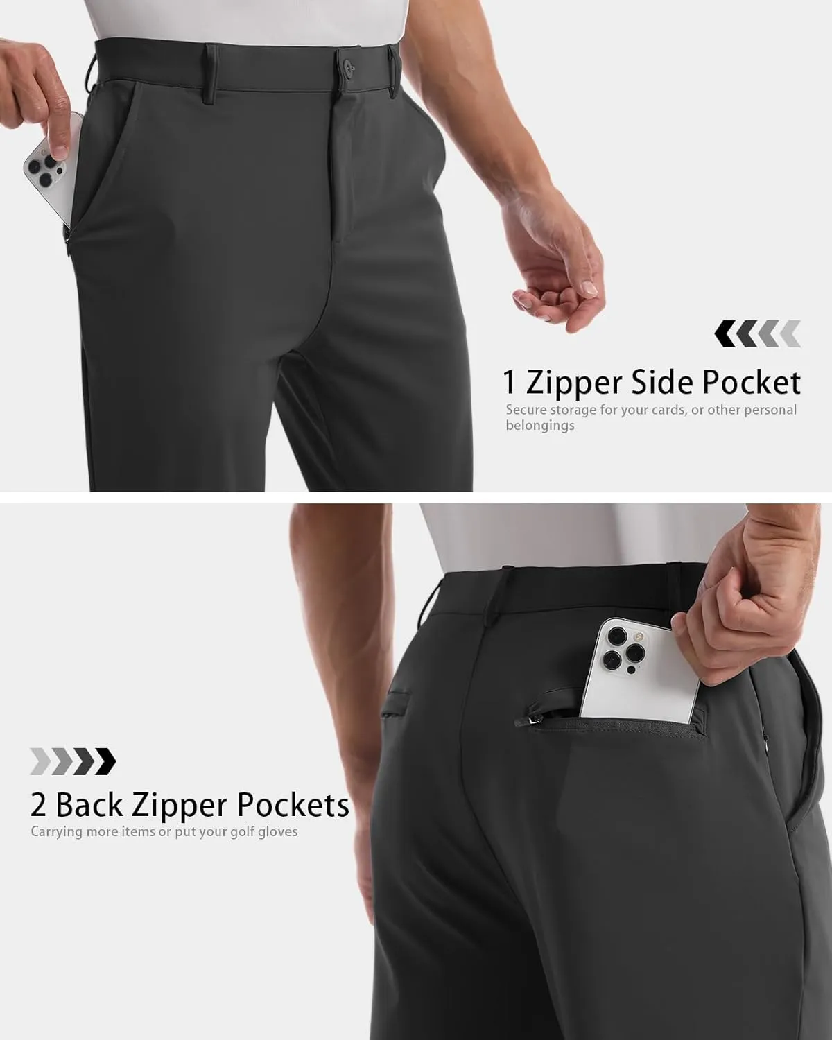 CANGHPGIN Mens Athletic Joggers with Zipper Pockets Lightweight Golf Pants Men Stretch Relaxed Fit Tapered Work Travel Pants