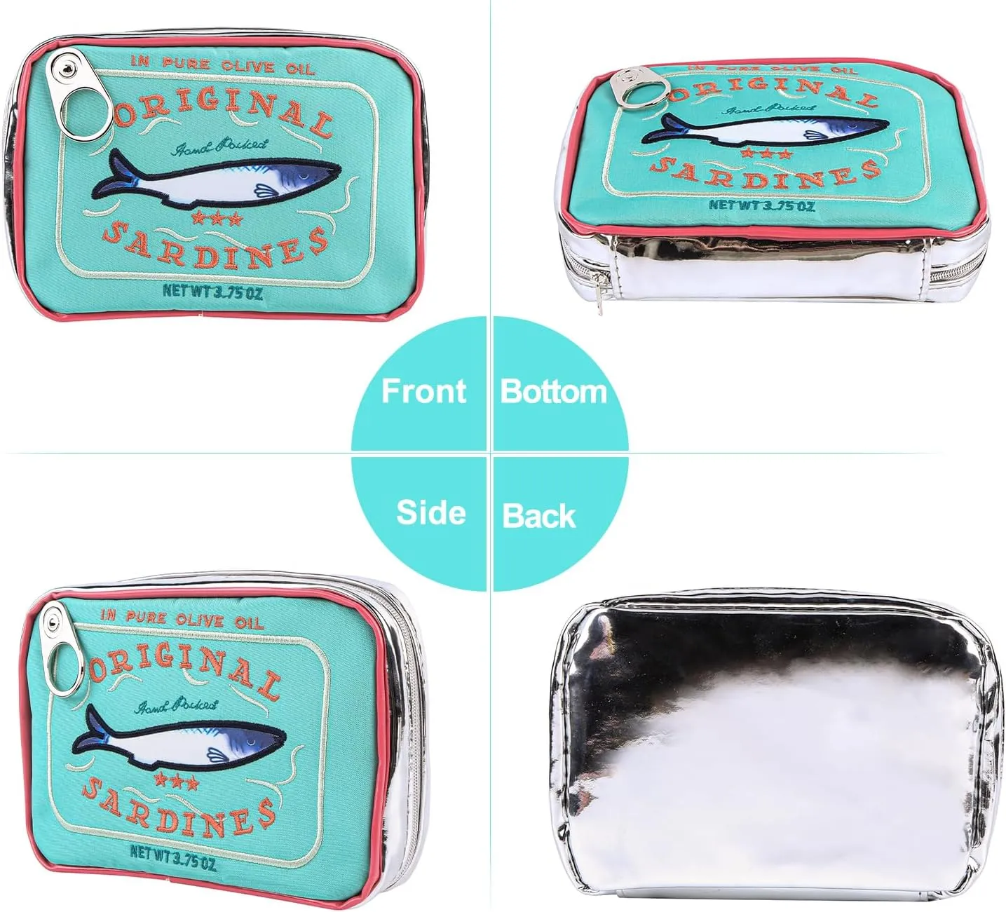 Canned Sardines Makeup Bag, Canned Sardines Style Toiletry Bag Cute Travel Bag Creative Cute Makeup Bag Aesthetic Toiletry Bag for Women