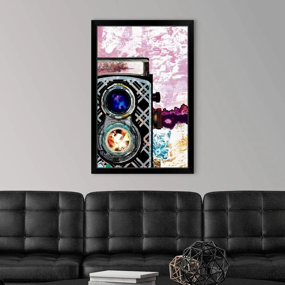 CANVAS ON DEMAND Pop Art - Psychedelic Rolleiflex Black Framed Art Print, Artwork