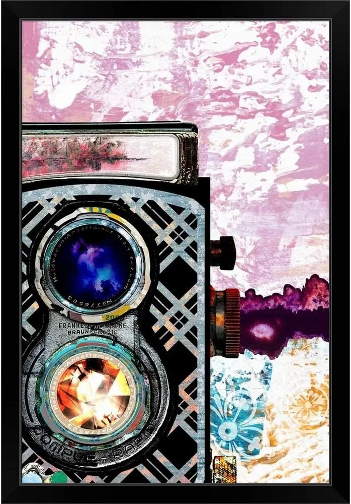 CANVAS ON DEMAND Pop Art - Psychedelic Rolleiflex Black Framed Art Print, Artwork