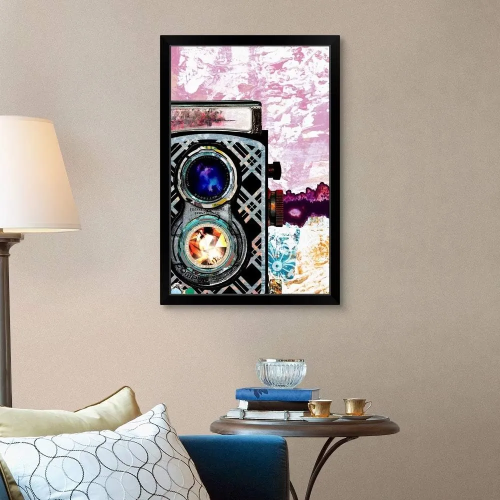 CANVAS ON DEMAND Pop Art - Psychedelic Rolleiflex Black Framed Art Print, Artwork
