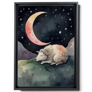 Canvas Print Baby Lamb Sleepy Sheep And Star Moon Gray Decor Decor Lambs Wall Art Sheep Moon And Cloud Wall Art Clouds Art Print Clouds Art Decor Canvas, Wall