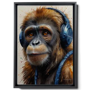 Canvas Print Canvas Wall Art Thinking Monkey With Headphones And Street Art Print Monkey Art Print Monkey Artwork Decor Canvas, Arts
