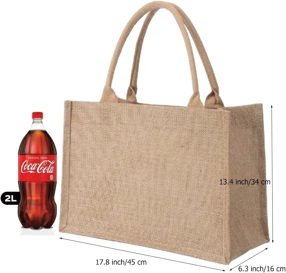Canvas Tote Bag Burlap Jute Tote Bags Lightweight Small Reusable Grocery Shopping Bag with Handles