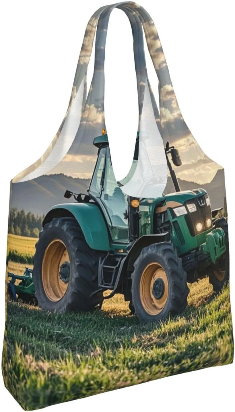 Canvas Tote Bag Lightweight Reusable Grocery Shopping Bag Tractor farm Handbag for Women Men