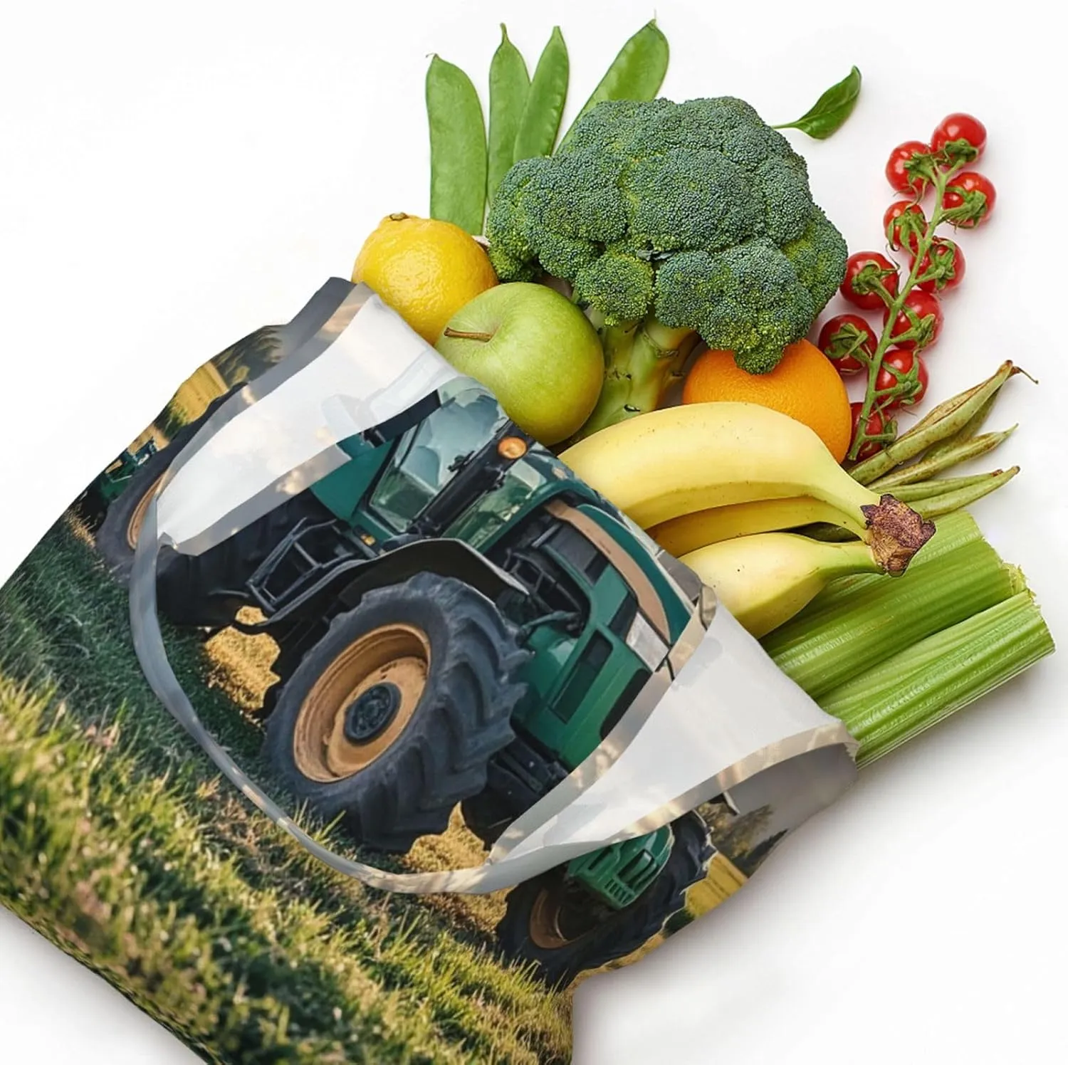 Canvas Tote Bag Lightweight Reusable Grocery Shopping Bag Tractor farm Handbag for Women Men