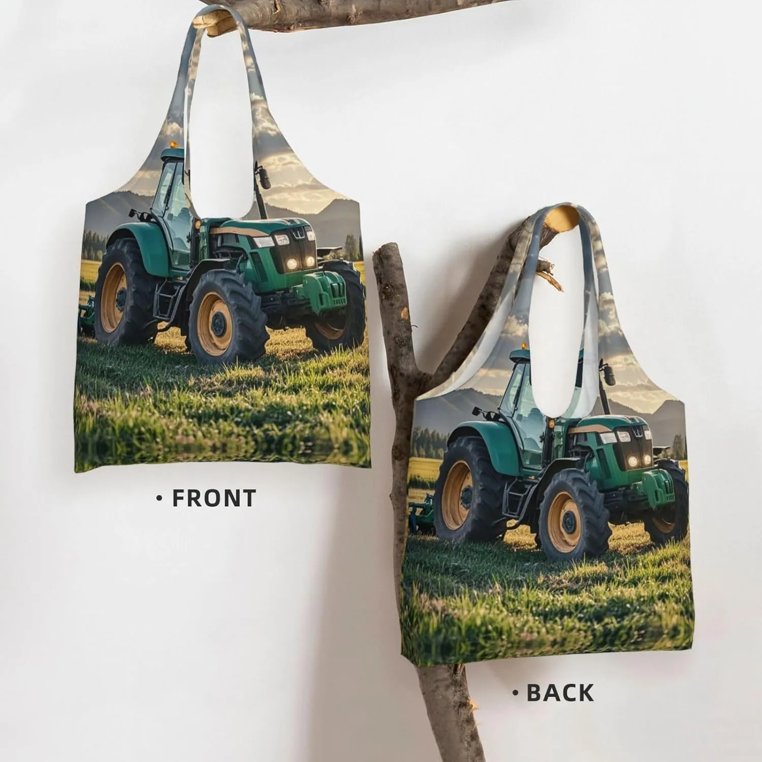 Canvas Tote Bag Lightweight Reusable Grocery Shopping Bag Tractor farm Handbag for Women Men