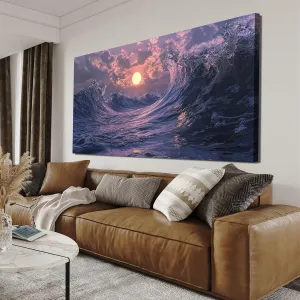 Canvas Wall Art for Living Room Artwork for Walls Coastal Beach Wall Art Decor Canvas Modern Art Wall Decor Purple Sunset Wall Art Paintings Prints Art Work for Room Home Office Kitchen Wall Decor 20" X 40"