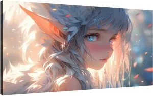 Canvas Wall Art for Living Room Bedroom cute and beautiful female elf catlike ears Japanese Anime Style Big Large Wall Art Decor Framed Painting Wall Pictures Prints Artwork Office