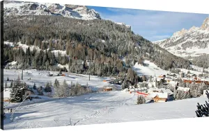 Canvas Wall Art for Living Room Bedroom Winter Landscape Dolomites Ski Tracks and Alpine Village Big Large Wall Art Decor Framed Painting Wall Pictures Prints Artwork Office