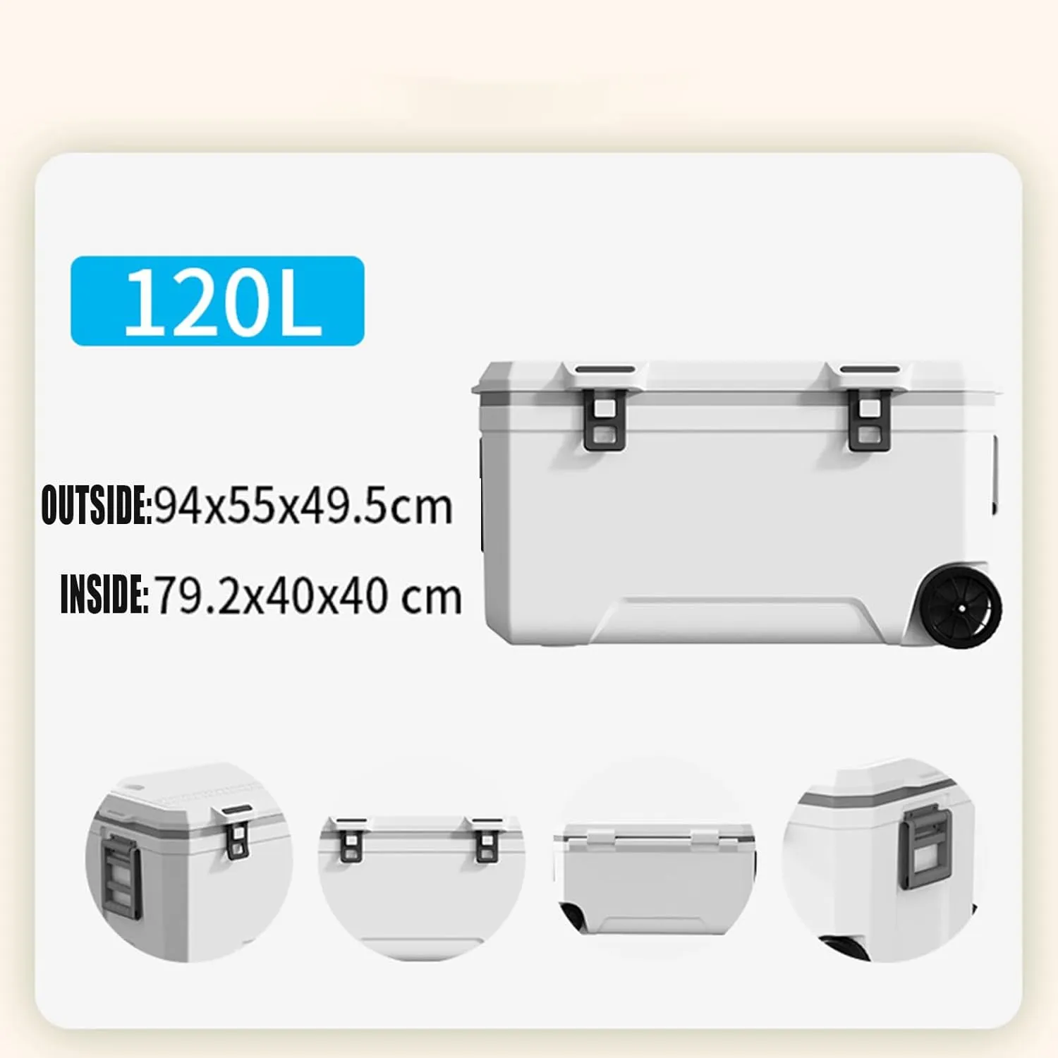 Car Camping Coolers for Land Rover Freelander/LR2/LR3/LR4/Series, Waterproof Portable Cooler, Leak Proof Picnic Insulated Bag, Ultra-Light Premium Ice Chest Box,B-White-120L