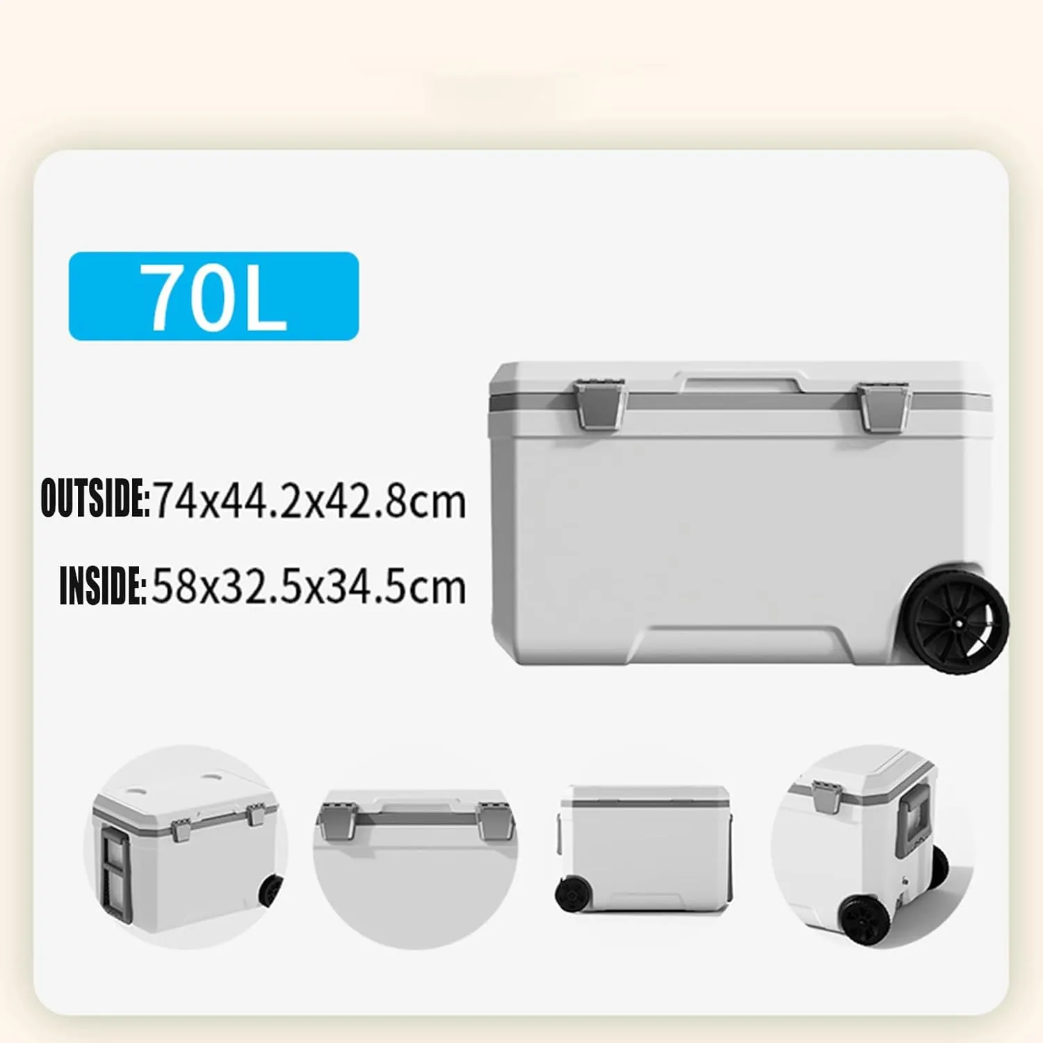 Car Camping Coolers for Renault Mégane/Scénic/Talisman/Trafic/Zoe, Waterproof Portable Cooler, Leak Proof Picnic Insulated Bag, Ultra-Light Premium Ice Chest Box,B-White-70L