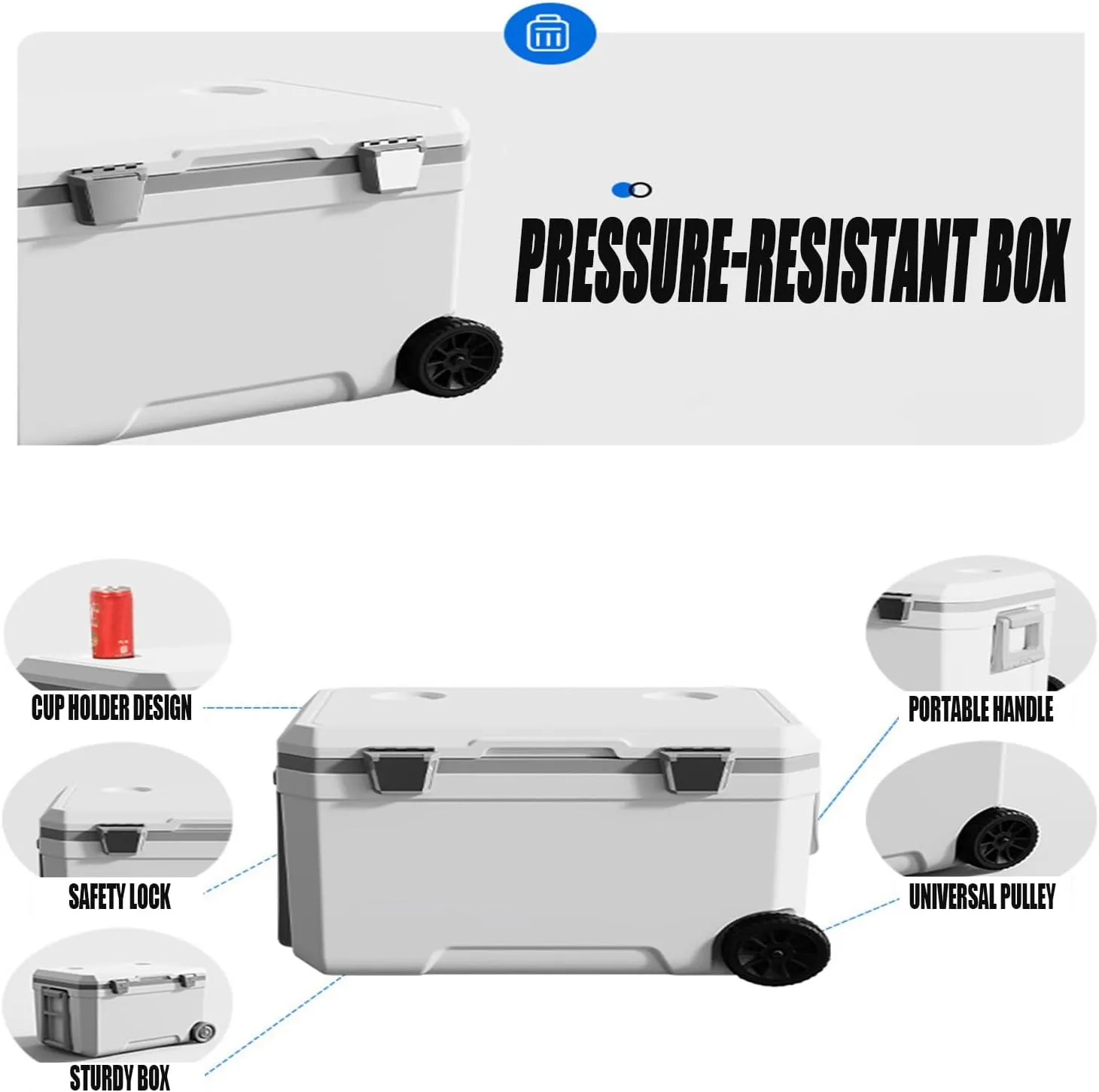 Car Camping Coolers for SsangYong Korando/Musso/Rexton/Torres/Actyon/Chairman, Waterproof Portable Cooler, Leak Proof Picnic Insulated Bag, Ultra-Light Premium Ice Chest Box,C-Blue-120L
