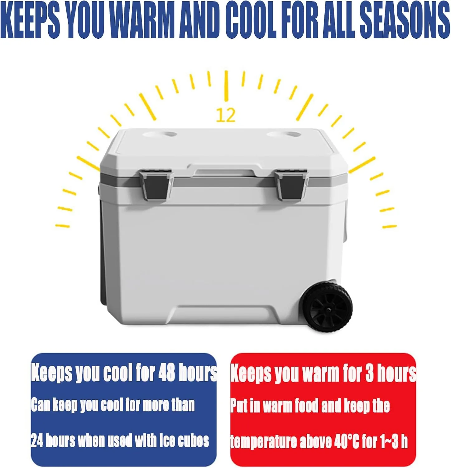 Car Camping Coolers for SsangYong Korando/Musso/Rexton/Torres/Actyon/Chairman, Waterproof Portable Cooler, Leak Proof Picnic Insulated Bag, Ultra-Light Premium Ice Chest Box,C-Blue-120L