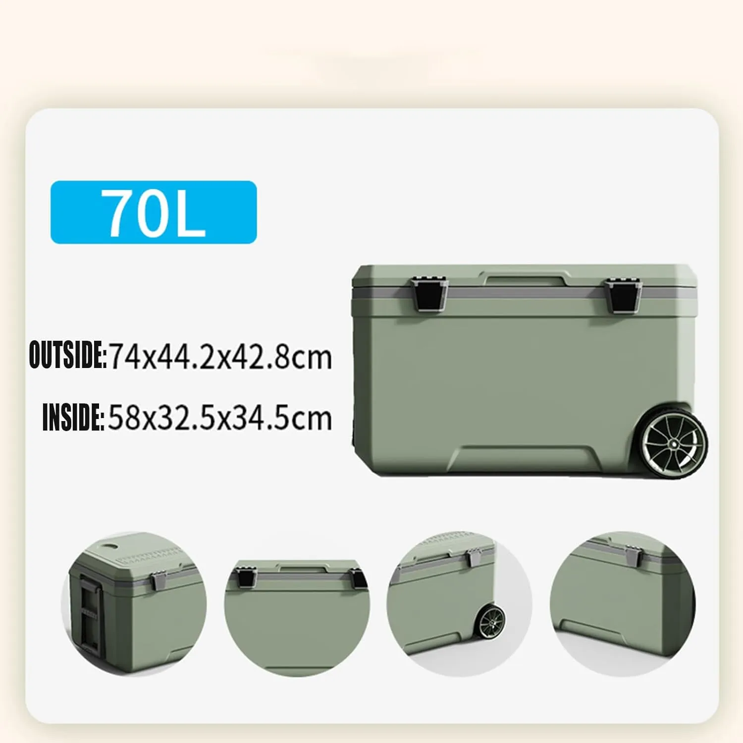 Car Camping Coolers for Vauxhall Mokka/Movano/Viva/Vivaro/VXR8/Zafira/Cavalier, Waterproof Portable Cooler, Leak Proof Picnic Insulated Bag, Ultra-Light Premium Ice Chest Box,A-Green-70L