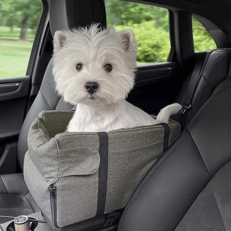 Car Pet Seat Auto Seat Center Console Dog Cat Nest Pad Removable Pet Carrier