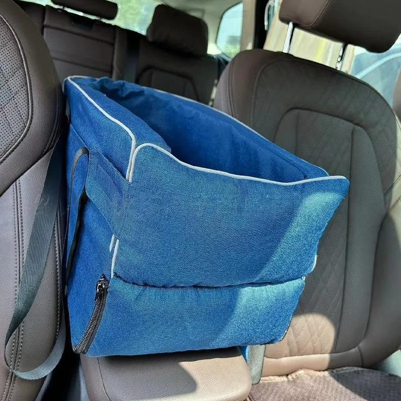 Car Pet Seat Auto Seat Center Console Dog Cat Nest Pad Removable Pet Carrier