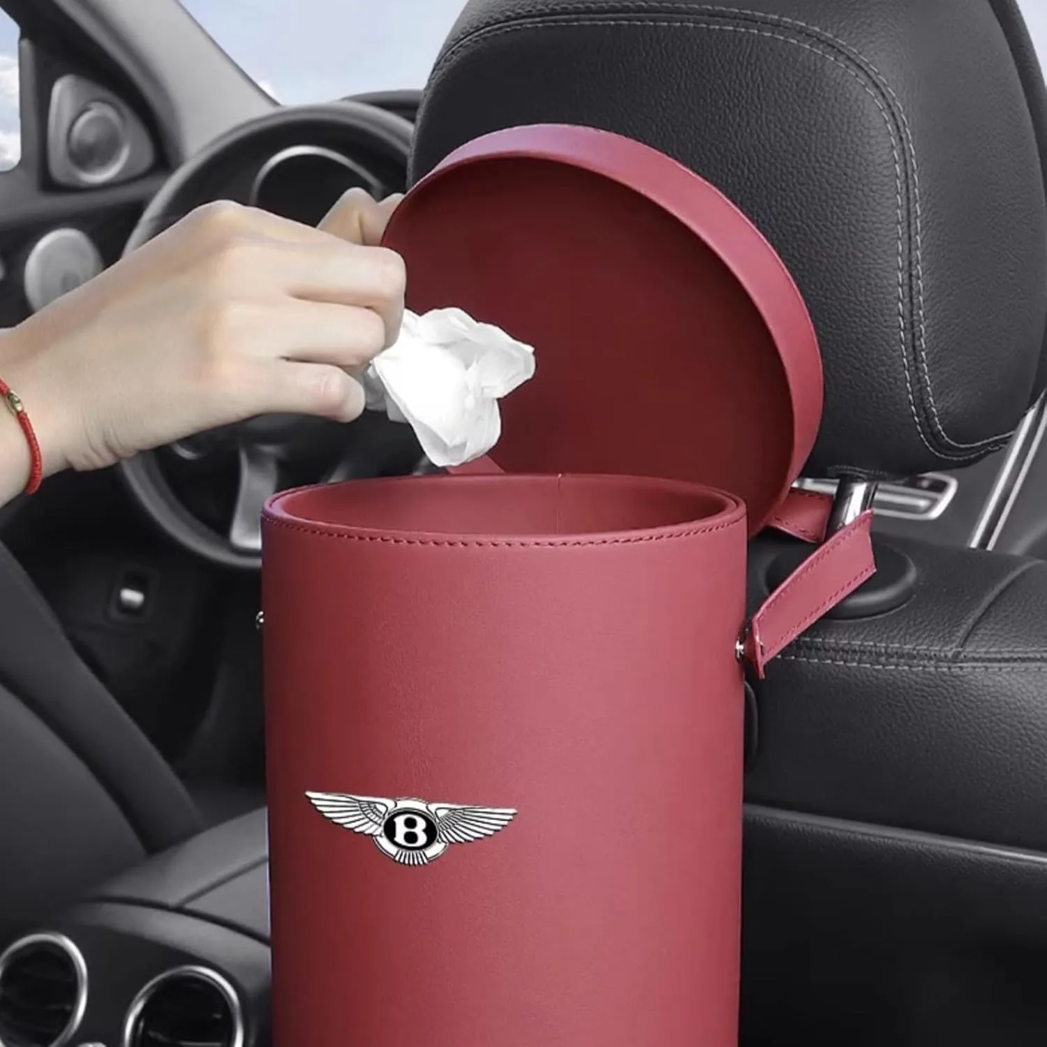 Car Trash Can for Bentley Continental GT Speed/Continental Supersports 2003-2018 Car Storage Bag Multifunction Car Organiser Car & Desktop Trash Cans Car Accessories,Black