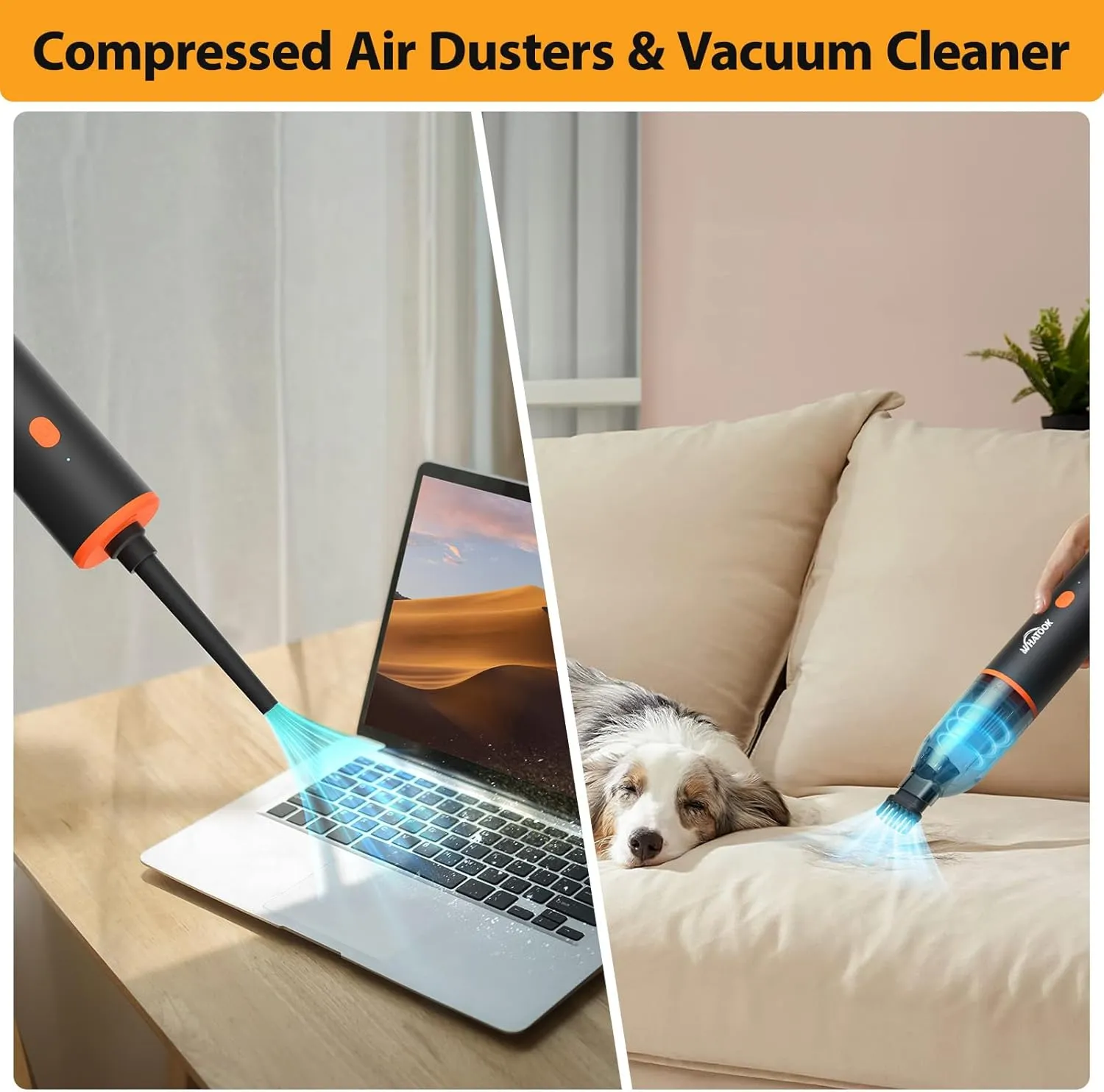 Car Vacuum Cleaner Cordless: 3 in 1 Powerful Handheld Vacuum & Air Duster, 12000PA Lightweight Mini Portable Rechargeable Hand Held Hoover Suitable for Cleaning Office Cars Homes Pets Hair