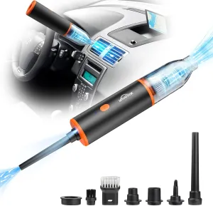 Car Vacuum Cleaner Cordless: 3 in 1 Powerful Handheld Vacuum & Air Duster, 12000PA Lightweight Mini Portable Rechargeable Hand Held Hoover Suitable for Cleaning Office Cars Homes Pets Hair