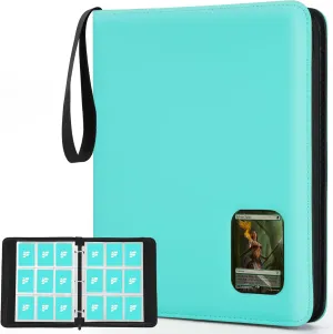 Card Binder 9 Pocket with Clear Window Design, 720 Double Sided Pocket PU Collection Binder, Card Albums for MTG, TCG, and Sports Cards(Sky Blue)