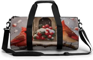 Cardinal Birds Snow Day House Funny Gym Bag Travel Tote Bag Duffel Bag for Men Women Weekender Sports Vacation