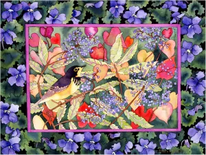 Carissa Luminess 'Bird with Elderberries' Canvas Art