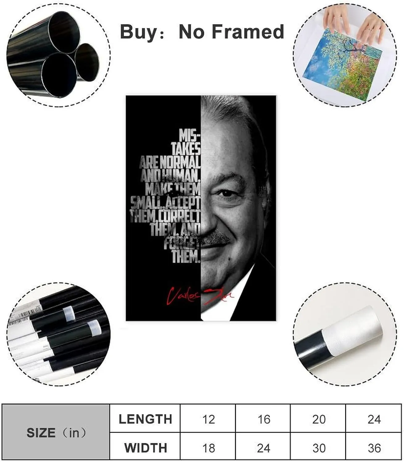 Carlos Slim Celebrity Quotes Poster 3 Canvas Poster Wall Art Decor Print Picture Paintings for Living Room Bedroom Decoration Unframe:24x36inch(60x90cm)