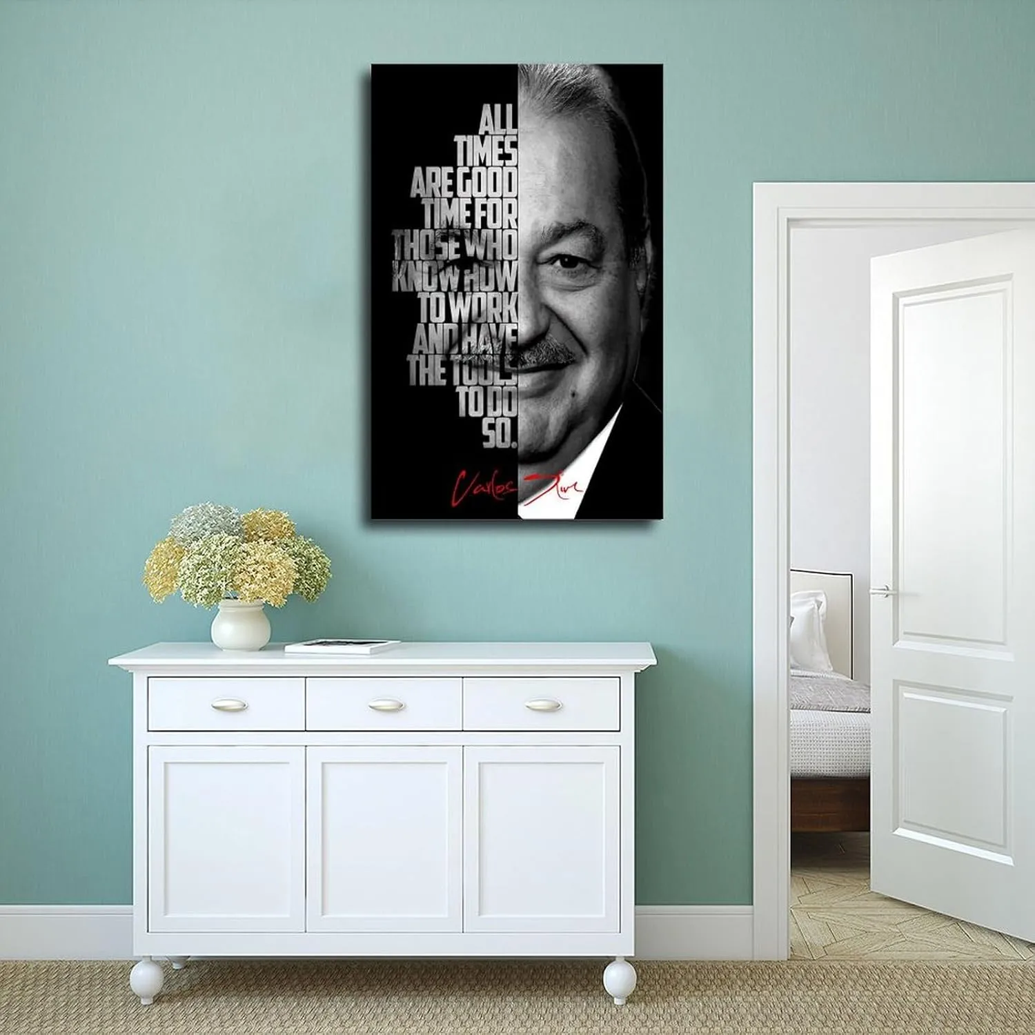 Carlos Slim Celebrity Quotes Poster 4 Canvas Poster Bedroom Decor Landscape Office Room Decor Gift Frame:20x30inch(50x75cm)