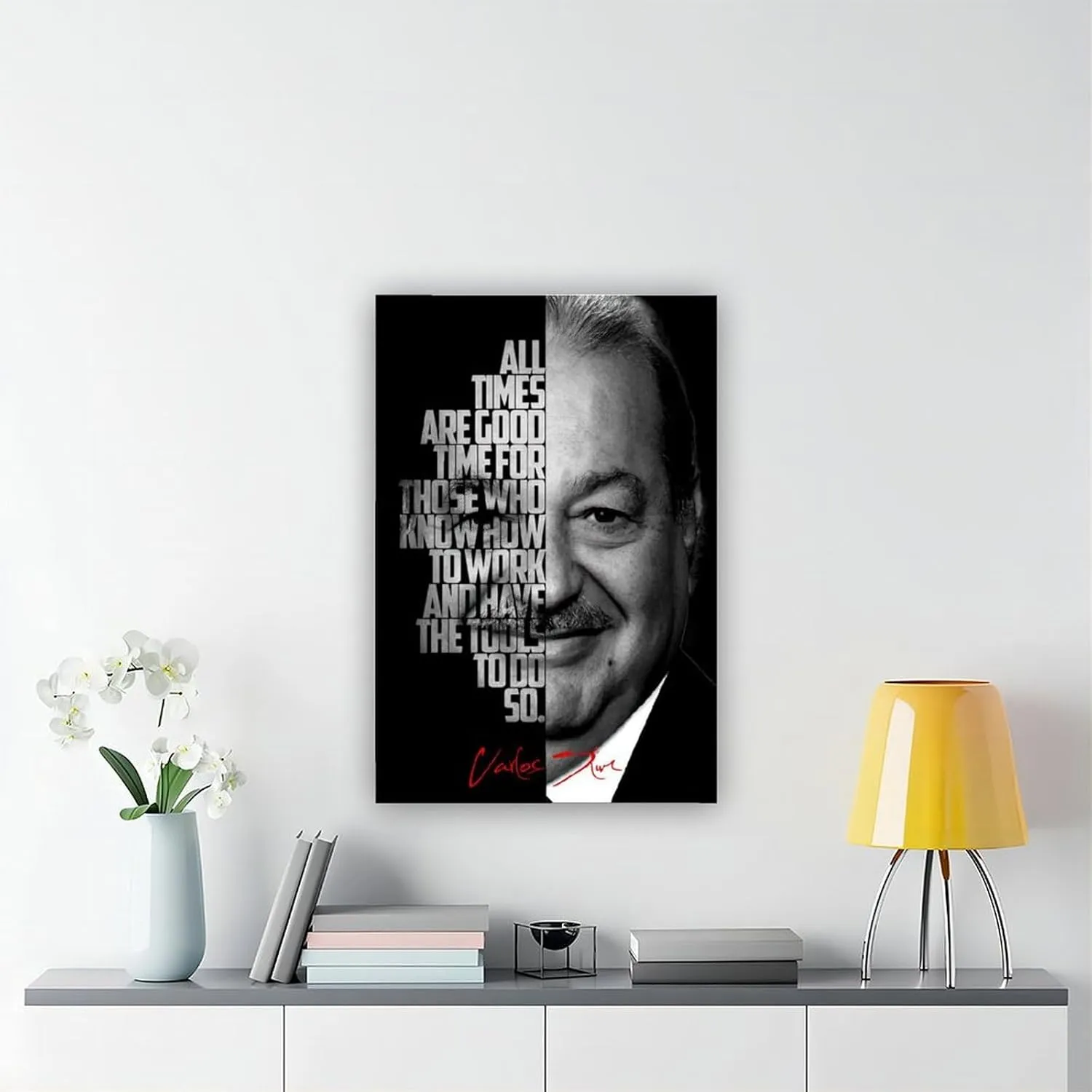 Carlos Slim Celebrity Quotes Poster 4 Canvas Poster Bedroom Decor Landscape Office Room Decor Gift Frame:20x30inch(50x75cm)