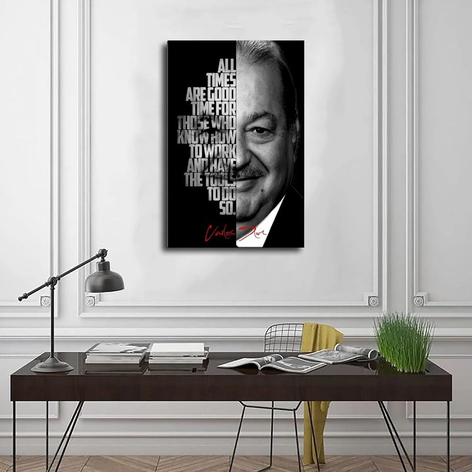 Carlos Slim Celebrity Quotes Poster 4 Canvas Poster Bedroom Decor Landscape Office Room Decor Gift Frame:20x30inch(50x75cm)