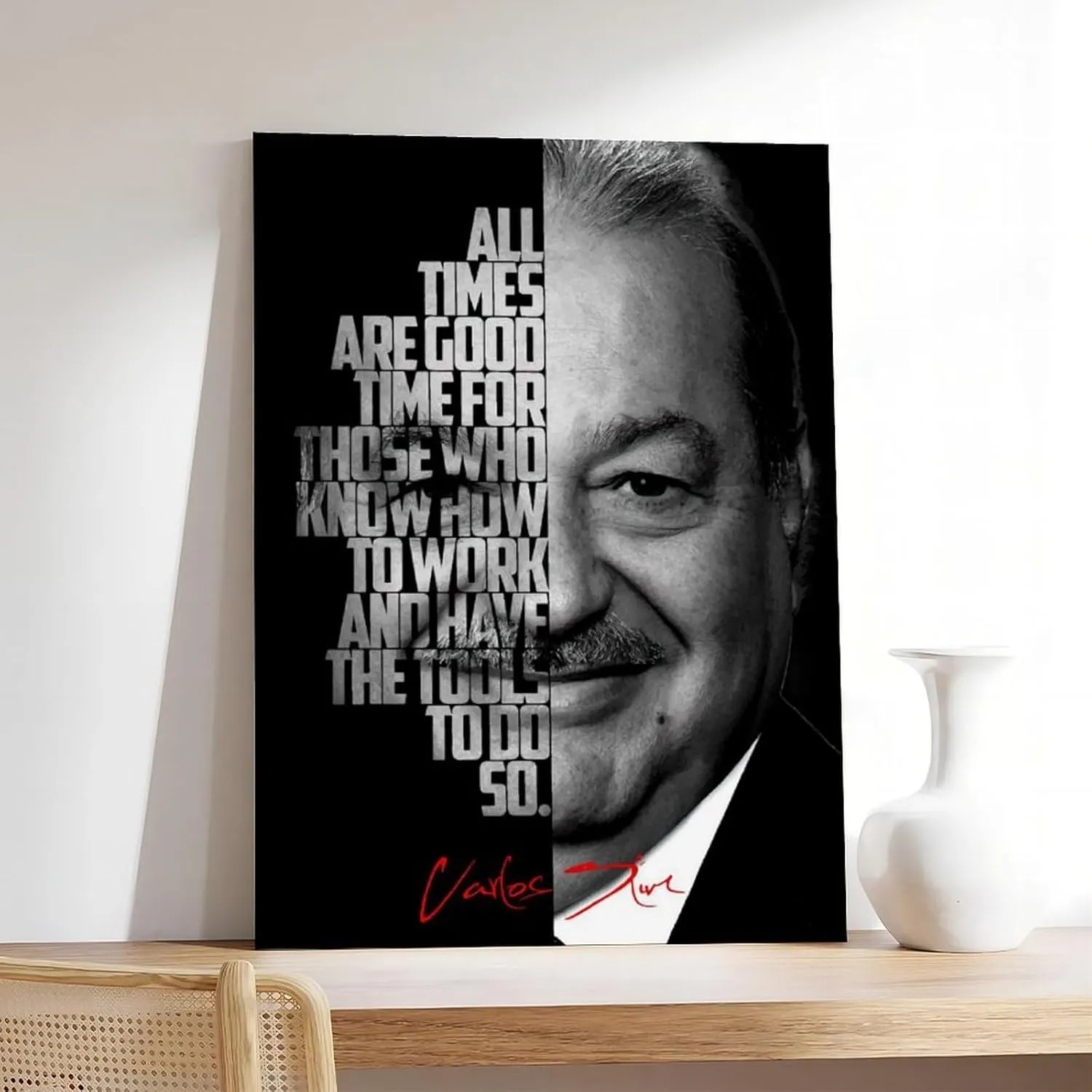 Carlos Slim Celebrity Quotes Poster 4 Canvas Poster Bedroom Decor Landscape Office Room Decor Gift Frame:20x30inch(50x75cm)