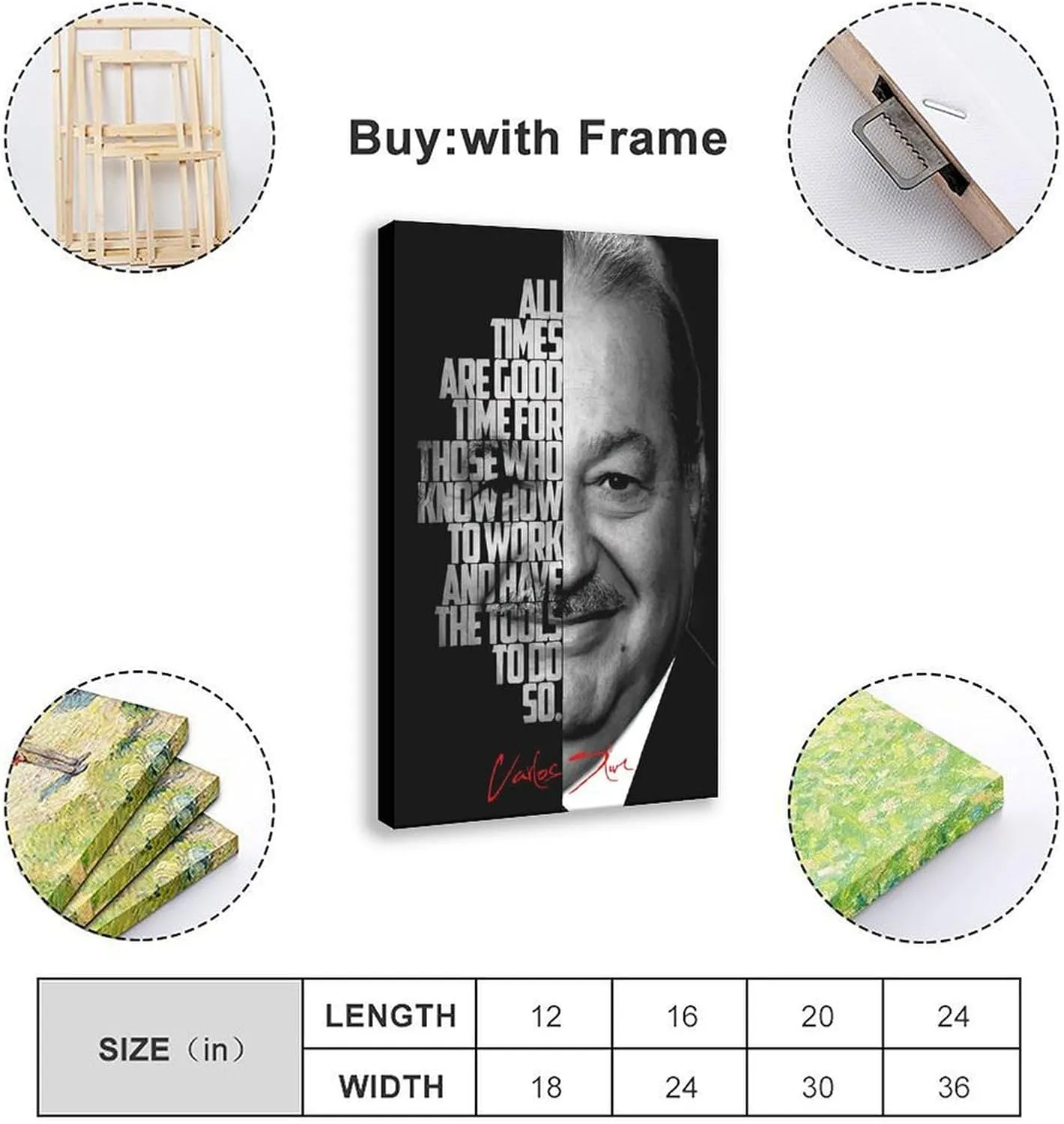 Carlos Slim Celebrity Quotes Poster 4 Canvas Poster Bedroom Decor Landscape Office Room Decor Gift Frame:20x30inch(50x75cm)