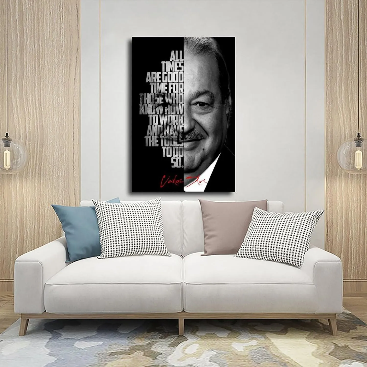Carlos Slim Celebrity Quotes Poster 4 Canvas Poster Bedroom Decor Landscape Office Room Decor Gift Frame:20x30inch(50x75cm)