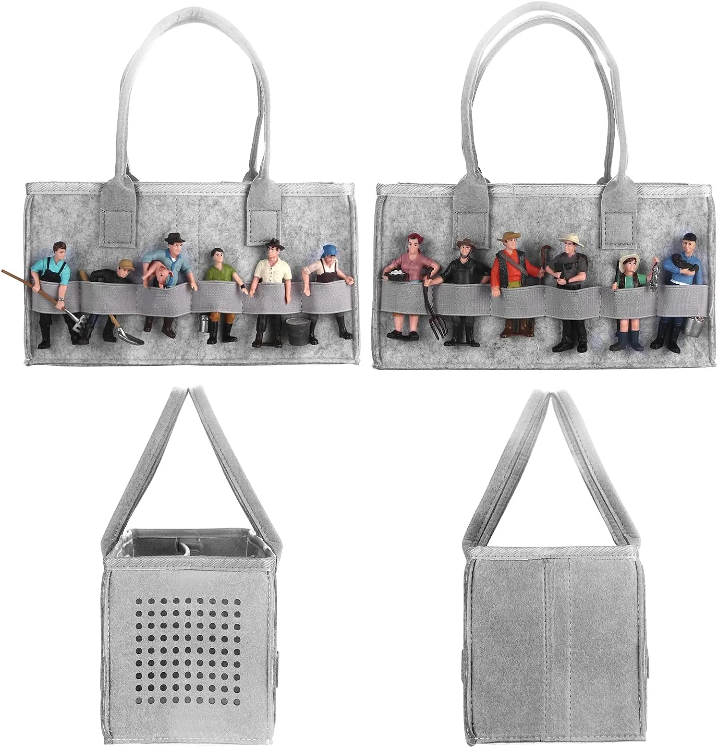 Carrying Bag Case for Toniebox Starter Set and Tonies Figurines, Home Outdoor Hand Storage Travel Felt Bag for Toniebox Accessories Protective Cover Organiser (Gray Gray)