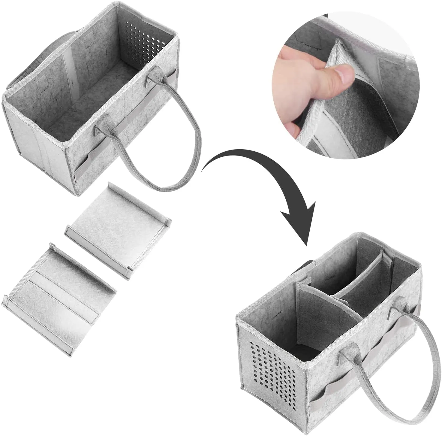 Carrying Bag Case for Toniebox Starter Set and Tonies Figurines, Home Outdoor Hand Storage Travel Felt Bag for Toniebox Accessories Protective Cover Organiser (Gray Gray)