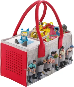 Carrying Bag Case for Toniebox Starter Set and Tonies Figurines, Home Outdoor Hand Storage Travel Felt Bag for Toniebox Accessories Protective Cover Organiser (Gray Red)