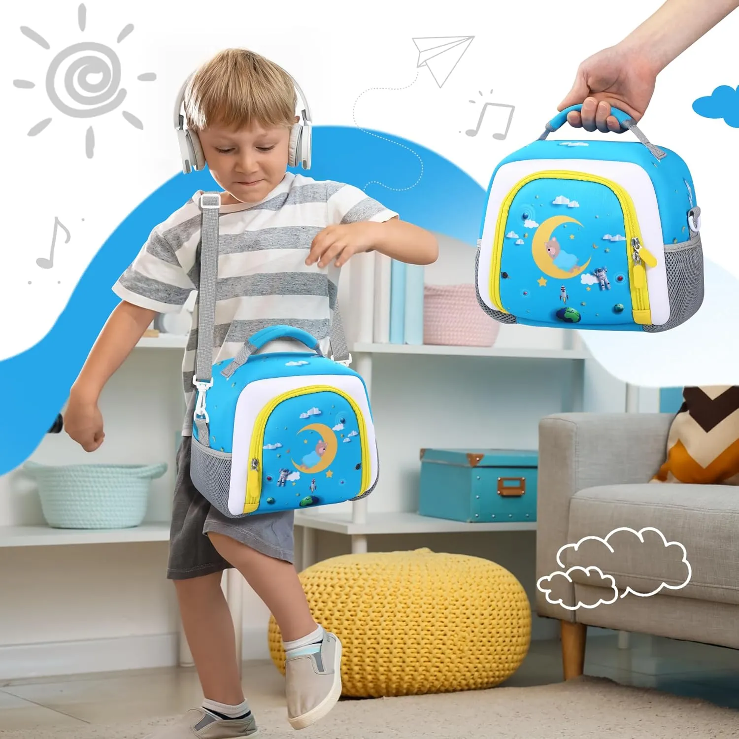 Carrying Bag Compatible with Toniebox Starter Set and Tonies Figurines, Kids Toys Storage Case with Handle and Shoulder Strap for Tonies Box, Detachable Bag for Toniebox Accessories