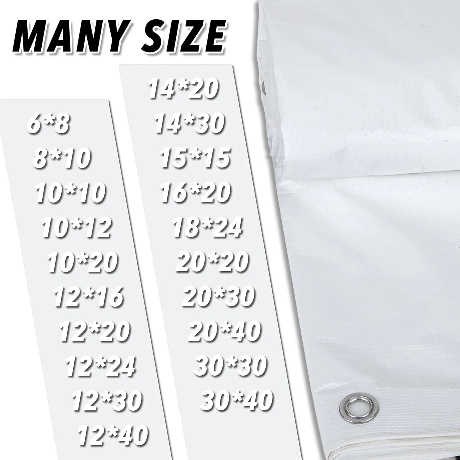 CARTMAN Finished Size 12x24 Feet 10 Mil White Heavy Duty Poly Tarp, Multipurpose Protective Cover, UV Resistant, Waterproof Poly Tarpaulin with Reinforced Edges Tarpaulin with Reinforced Edges