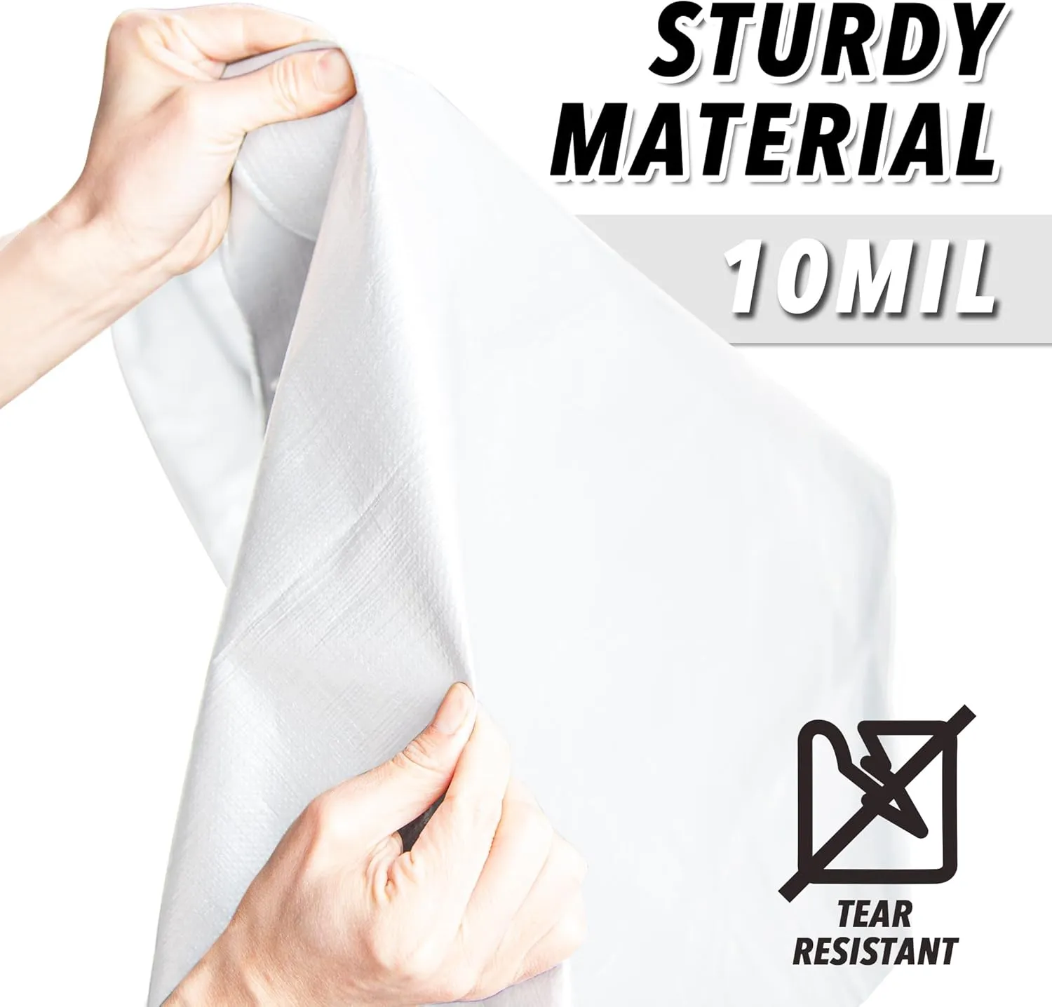 CARTMAN Finished Size 12x24 Feet 10 Mil White Heavy Duty Poly Tarp, Multipurpose Protective Cover, UV Resistant, Waterproof Poly Tarpaulin with Reinforced Edges Tarpaulin with Reinforced Edges