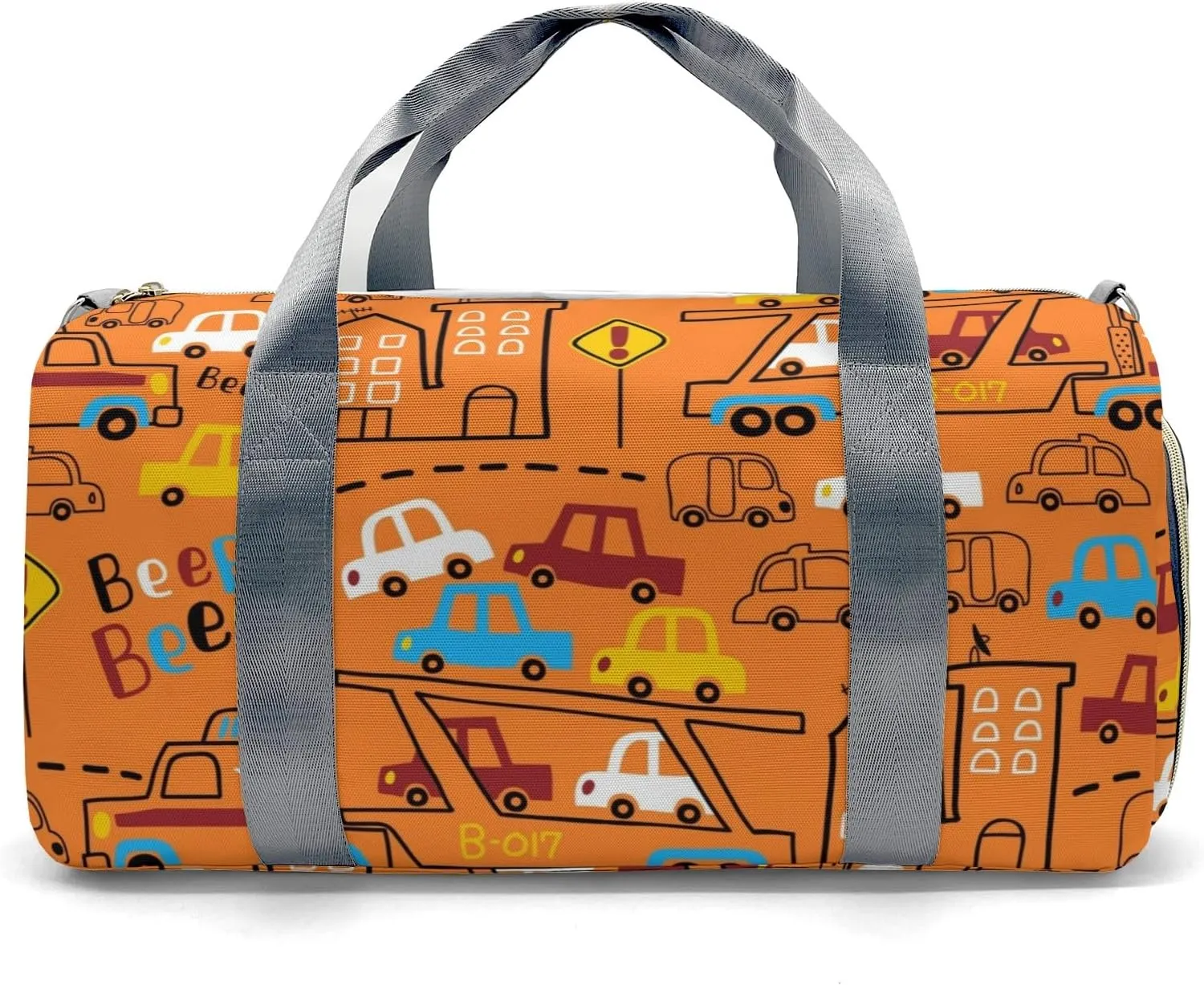 Cartoon Truck Cars Personalized Duffel Bag with Name Custom Weekend Bag with Shoe Compartmen for Boys Girls Sports Gym Swim Bag Travel Bag