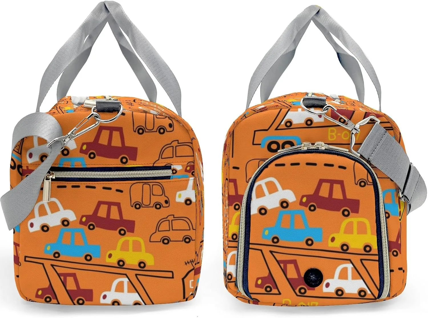 Cartoon Truck Cars Personalized Duffel Bag with Name Custom Weekend Bag with Shoe Compartmen for Boys Girls Sports Gym Swim Bag Travel Bag
