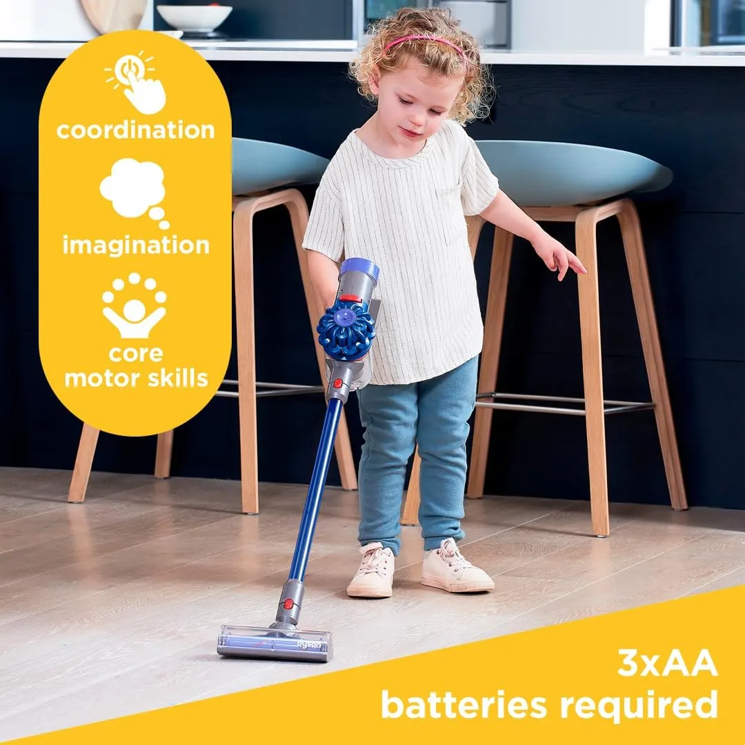 Casdon Dyson Cordless Vacuum Blue | Interactive & Officially Licensed Toy Dyson Vacuum For Children Aged 3  | Realistic Role-Play Fun!