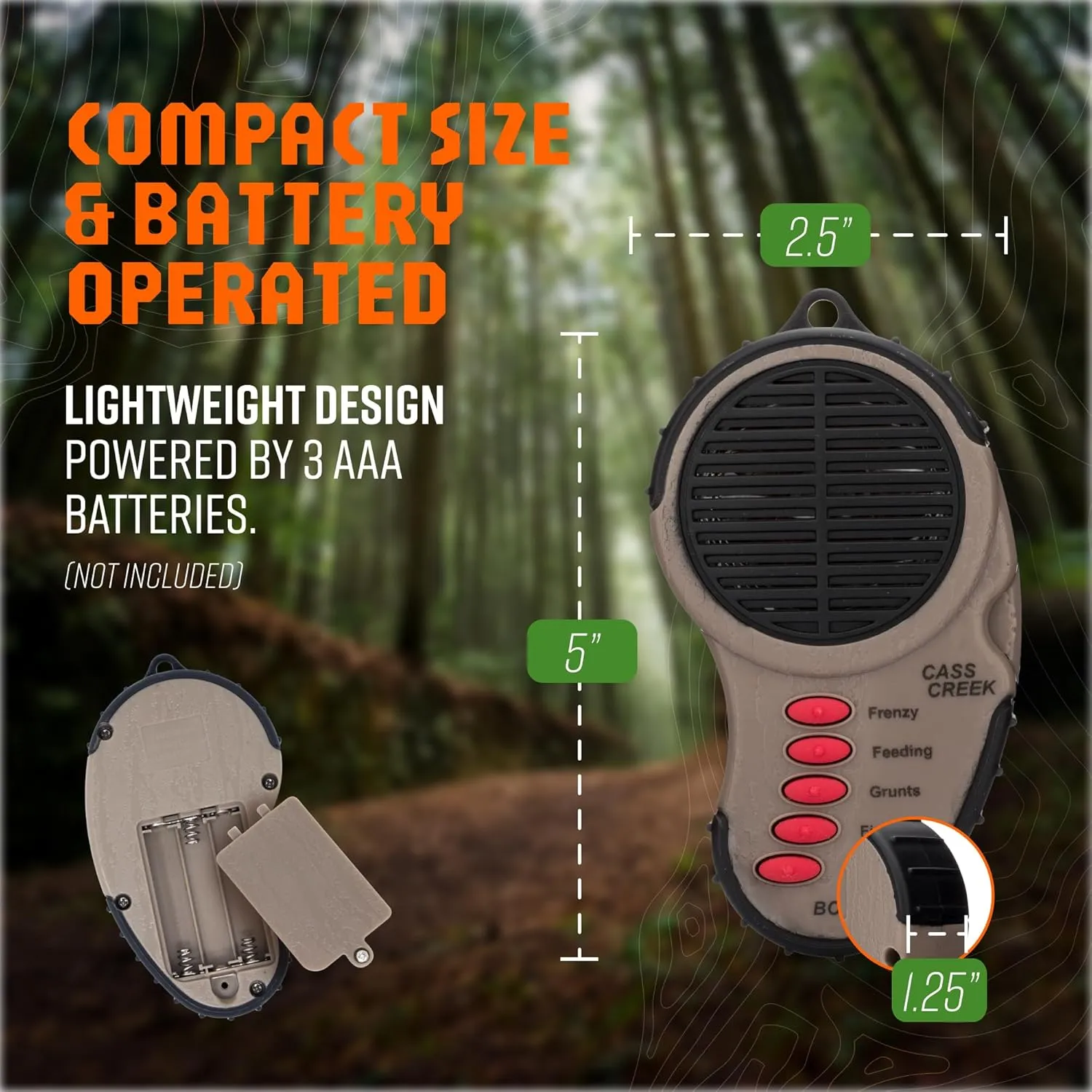 Cass Creek Ergo Call, Handheld Electronic Hunting Call, Compact Design, 5 Authentic Calls in 1, Expert Calls for Everyone