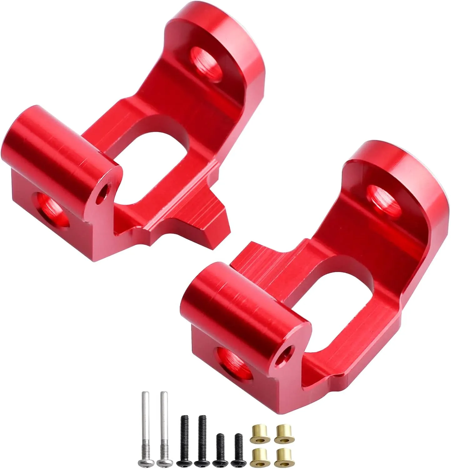 Caster Blocks Steering Blocks Rear Stub Axle Carriers Aluminum Upgrades Set for Traxxas 4-Tec 2.0 3.0 1/10 RTR RC Touring Car (Red)